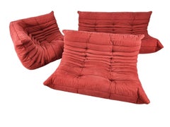 Togo sectional sofa by Michel Ducaroy for Ligne Roset in red fabric