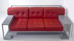 nudity three-seater leather/aluminum sofa designed and produced by Dario Nasuti