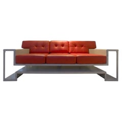 nudity three-seater leather/aluminum sofa designed and produced by Dario Nasuti