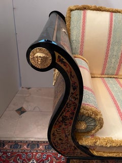 Divano versailles con intarsio di ottone style Charles boulle