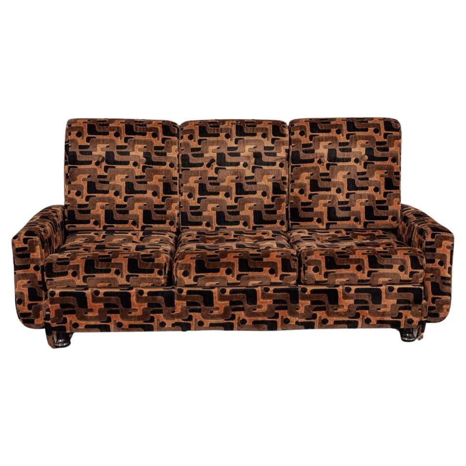 Divano vintage anni 
70 a tre posti in velluto multicolore design Italiano