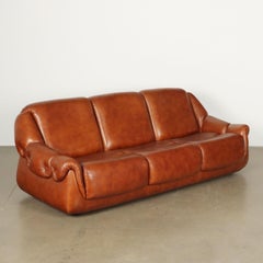 Vintage 70s brown leatherette sofa