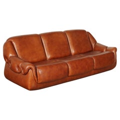 Vintage 70s brown leatherette sofa