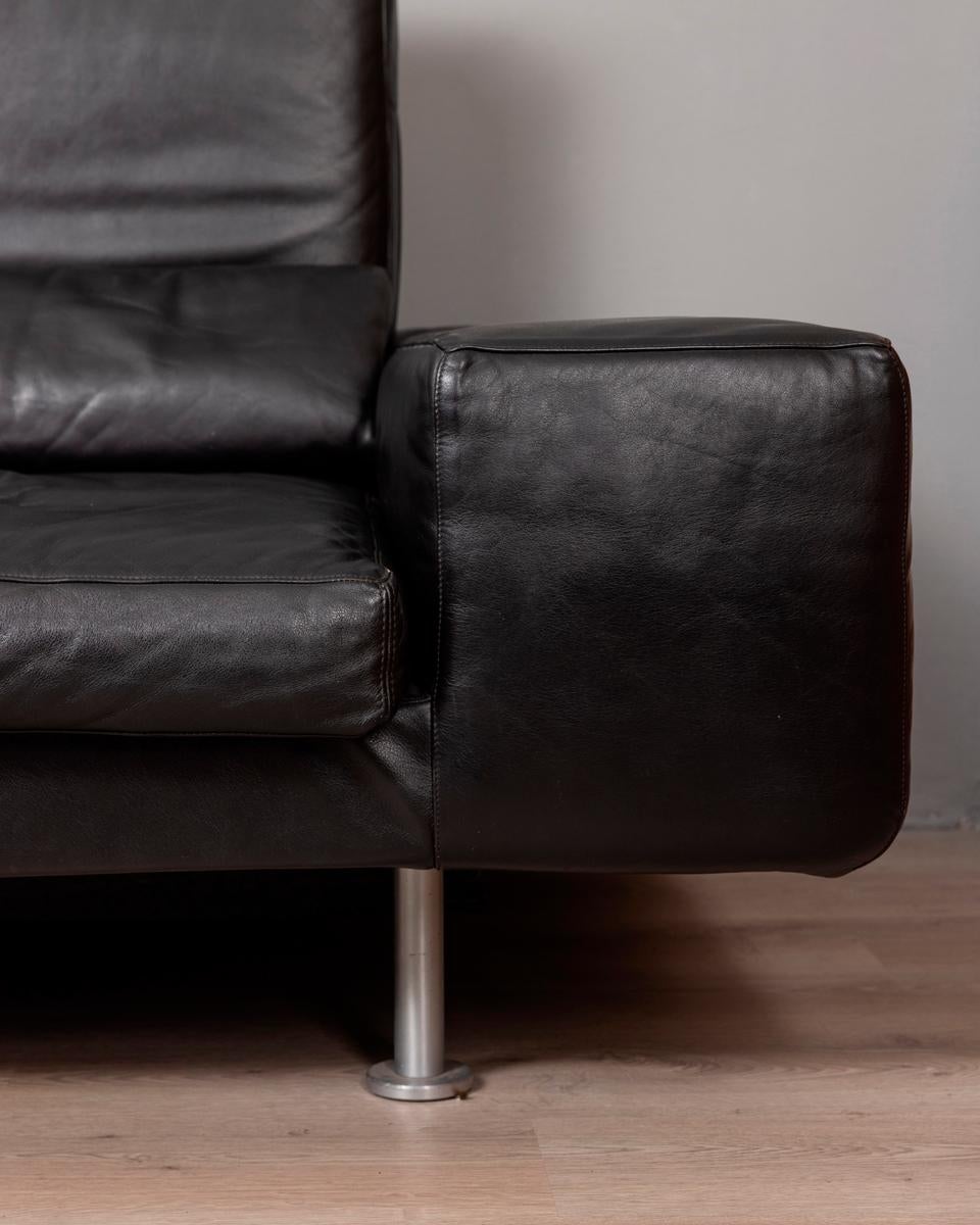Italian Divano vintage anni 80 in pelle nera 