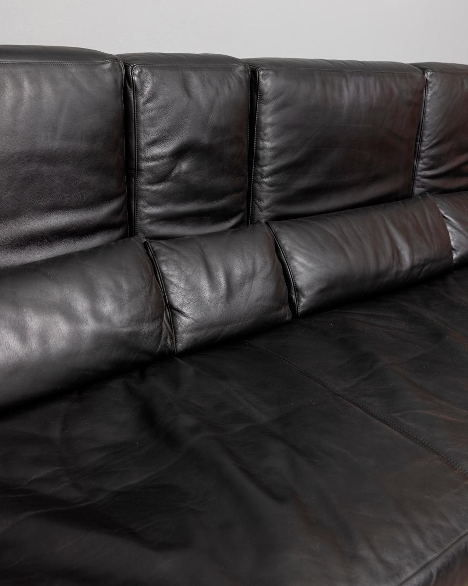 Late 20th Century Divano vintage anni 80 in pelle nera 
