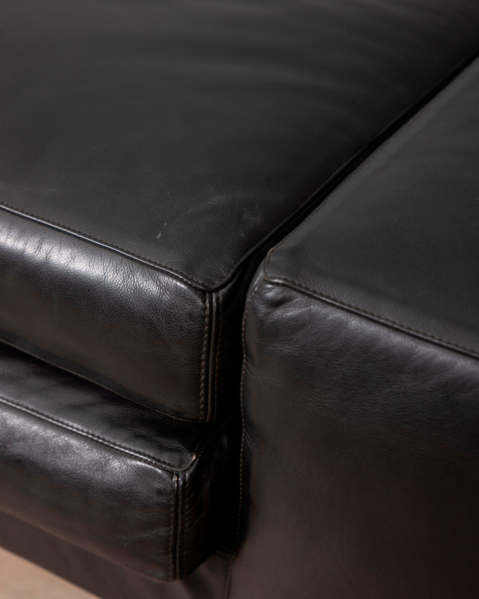 Divano vintage anni 80 in pelle nera 