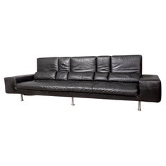 Vintage 1980s black leather "Domino" sofa designed by Massimo Morozzi for Cassina