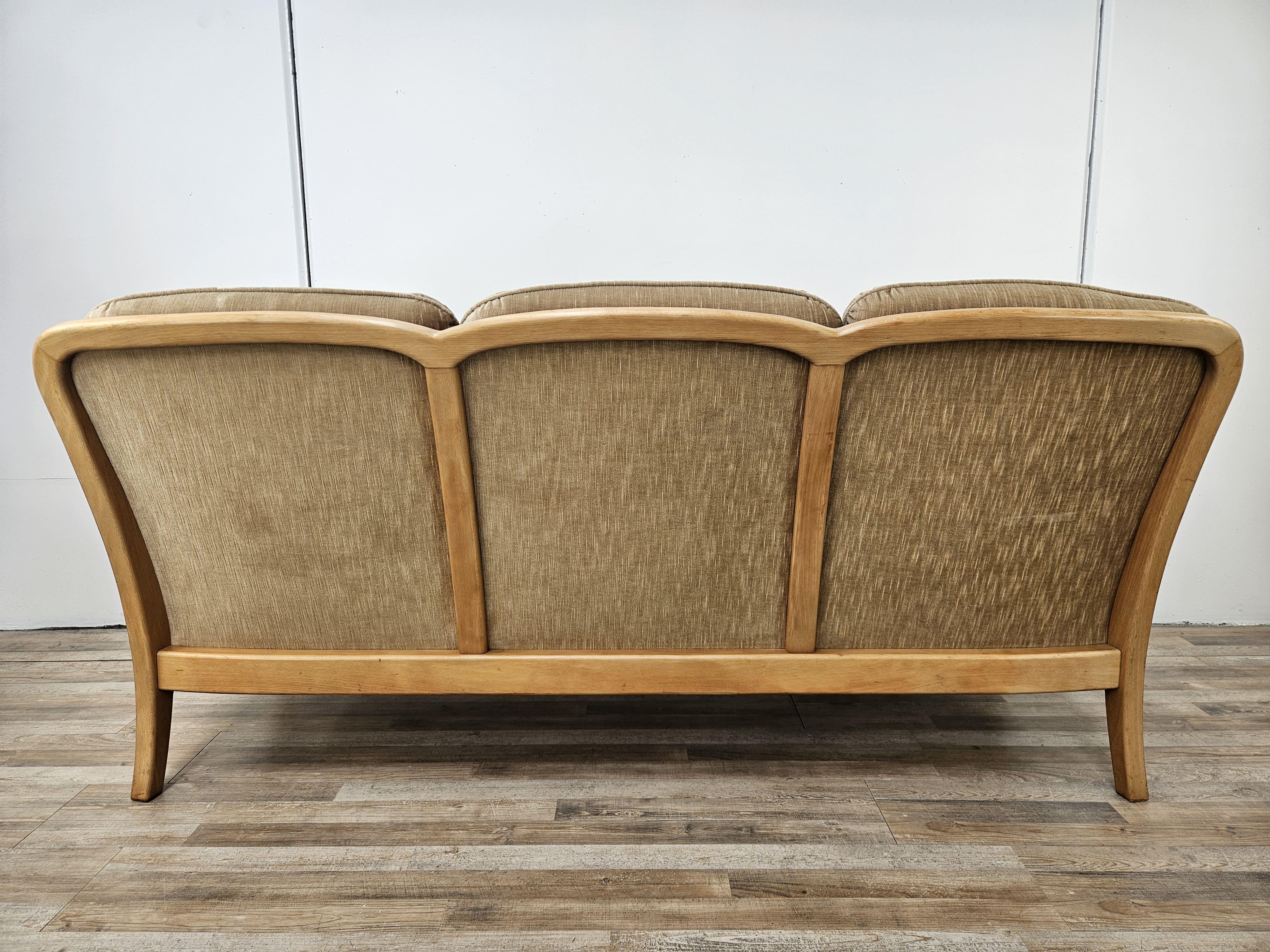 Vintage 1970s three-seater beech sofa For Sale 9