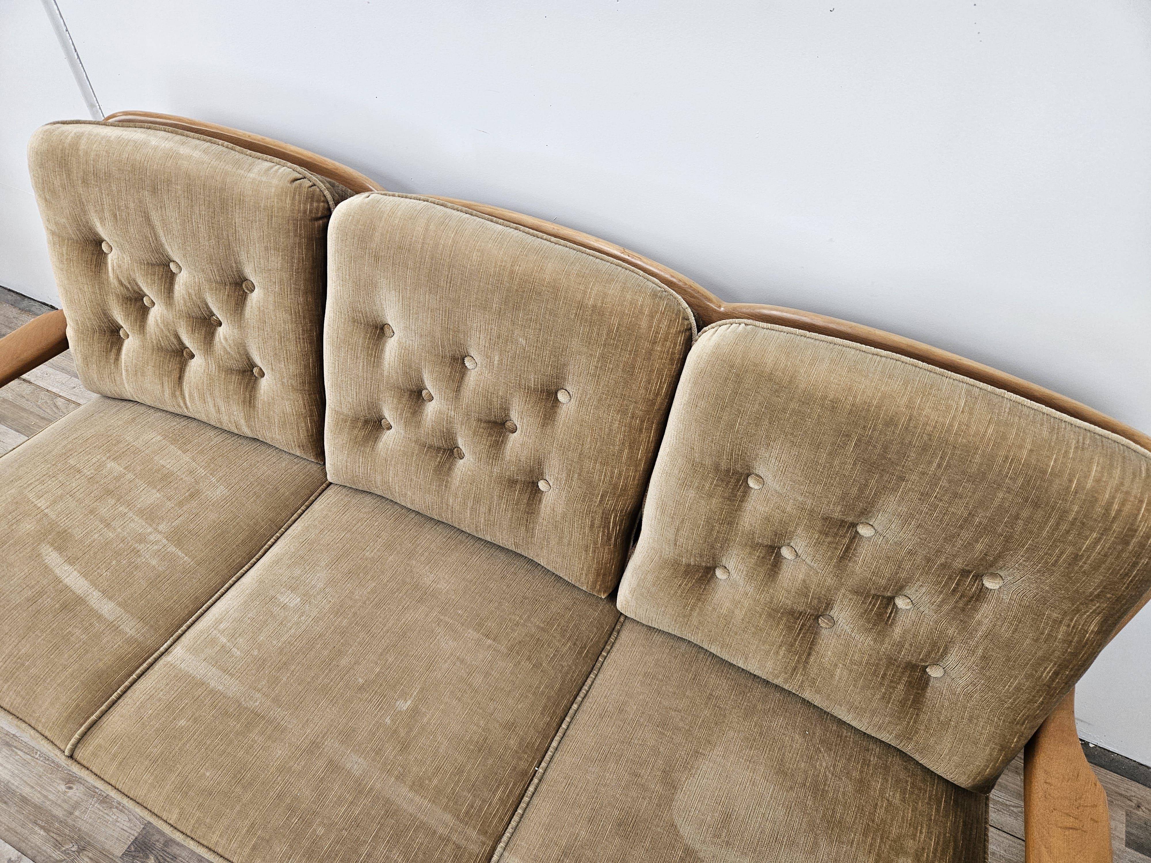 Late 20th Century Vintage 1970s three-seater beech sofa For Sale