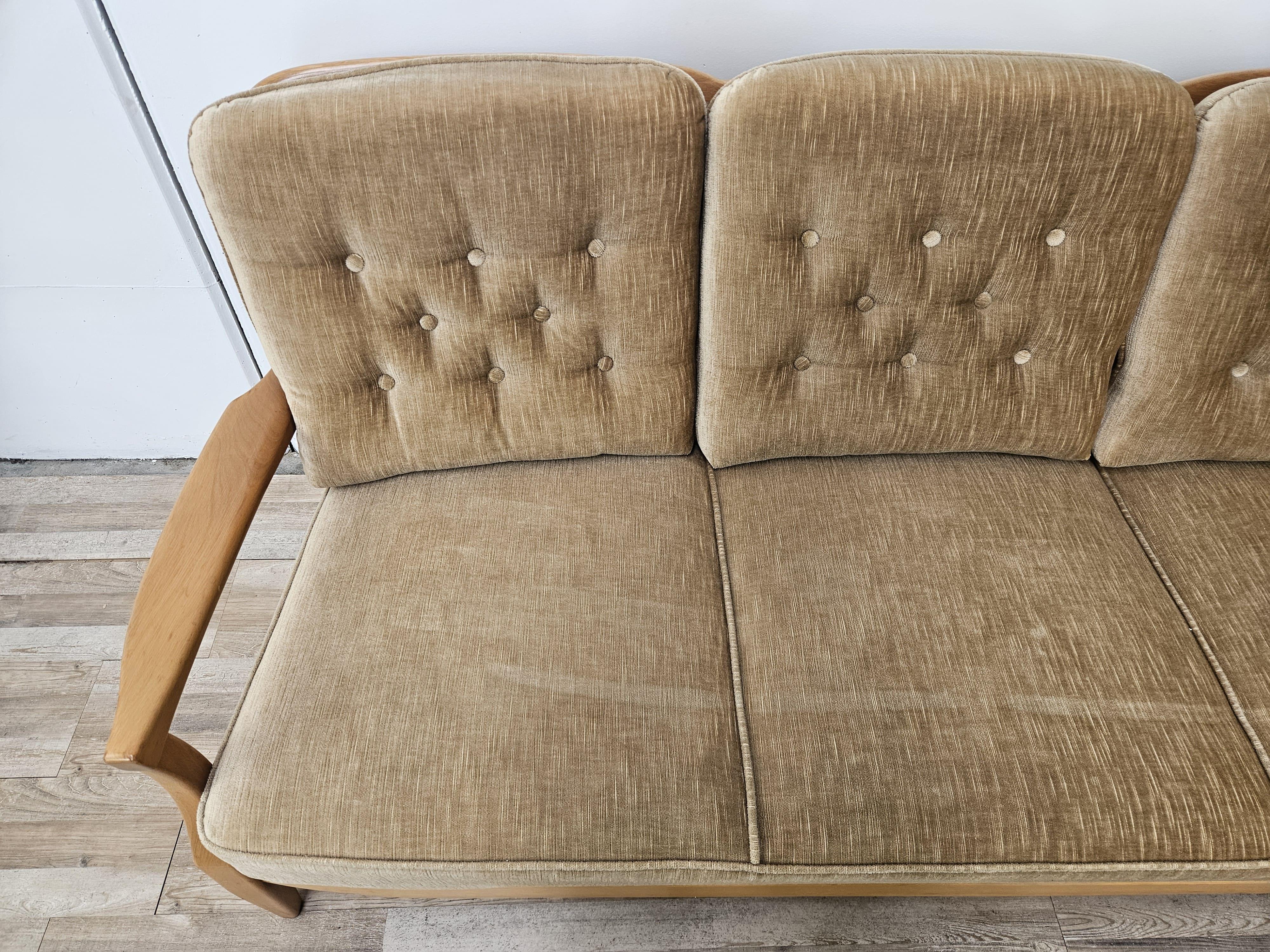 Vintage 1970s three-seater beech sofa For Sale 1