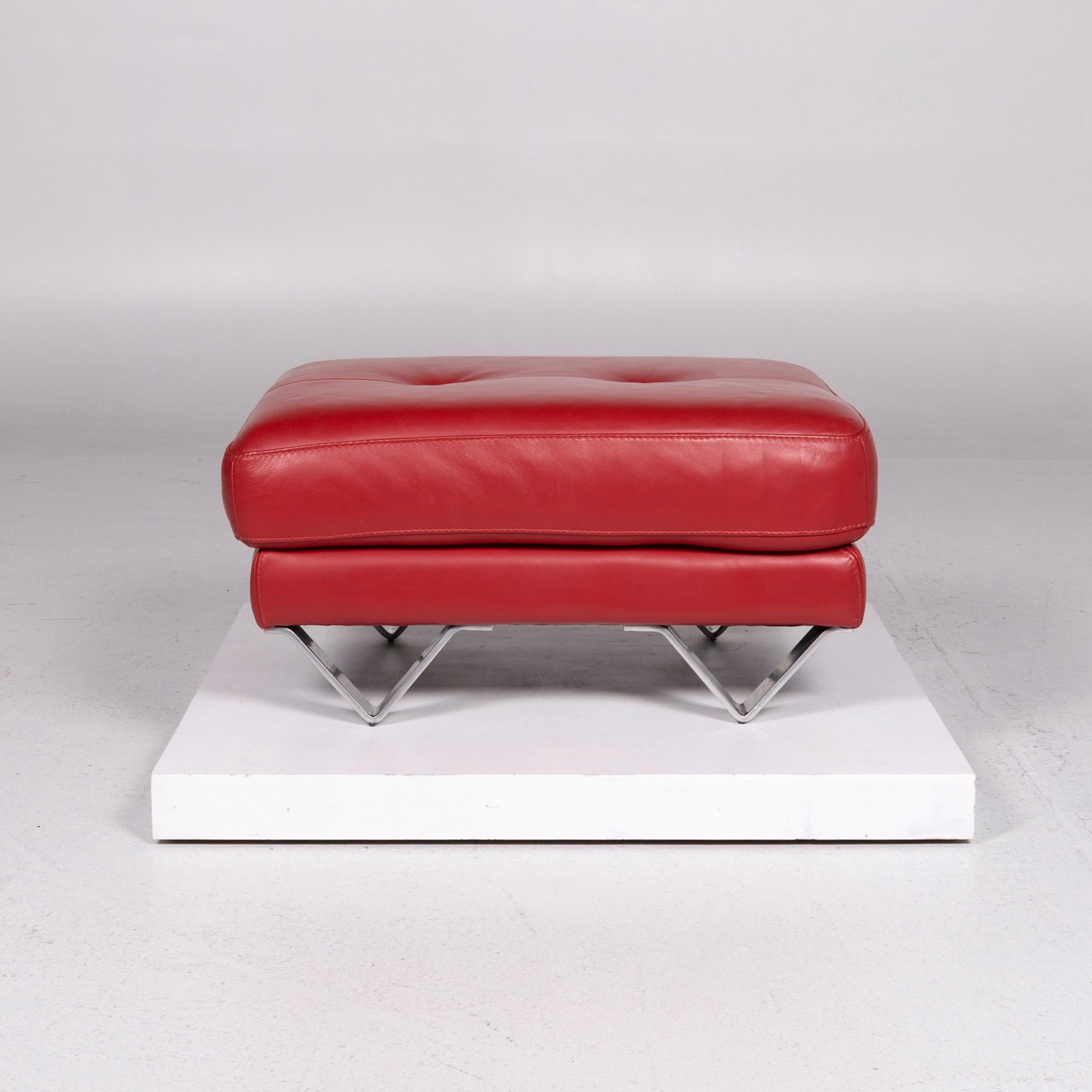 Divanotti Leder Sofa Set Rot 1 Ecksofa 1 Hocker 13