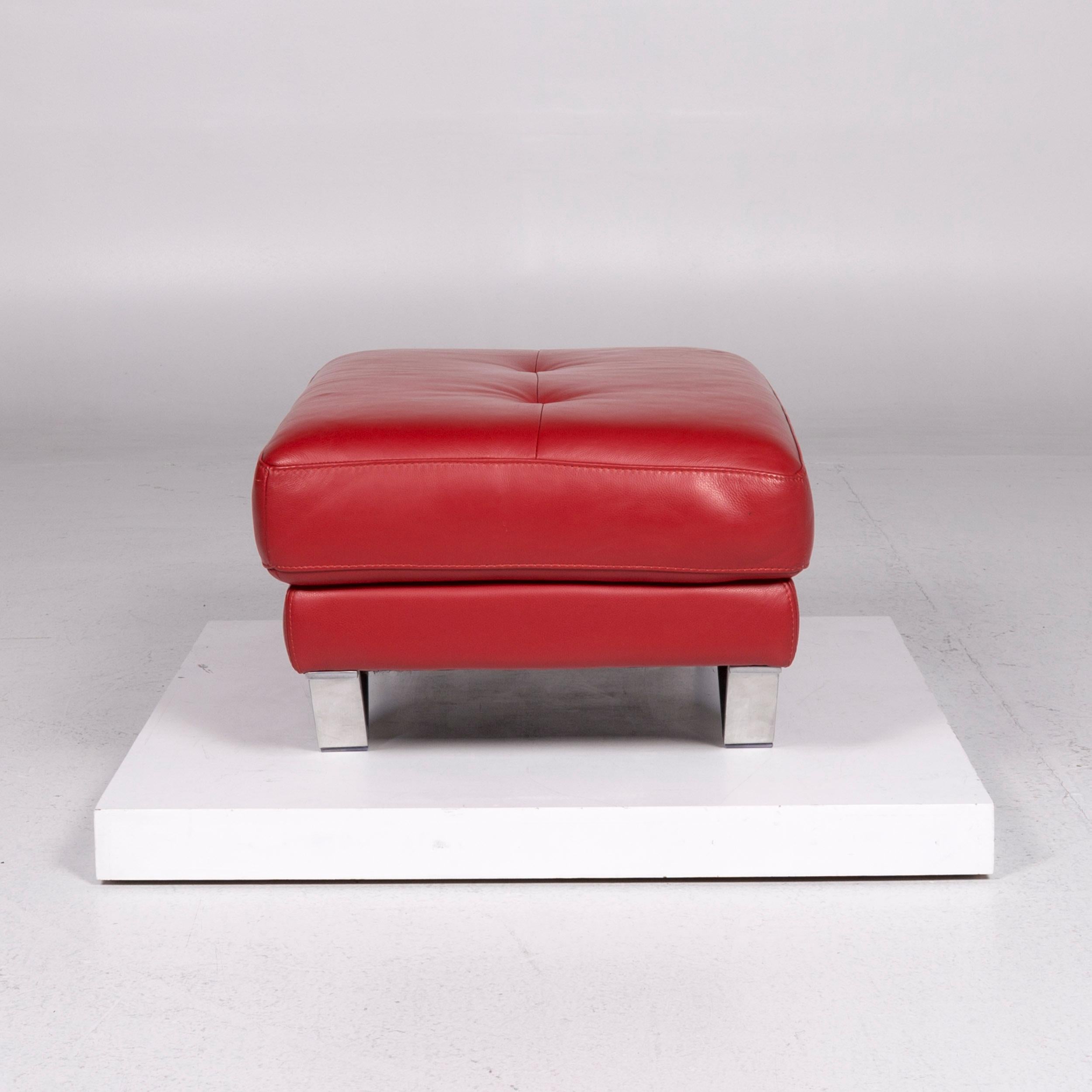 Divanotti Leder Sofa Set Rot 1 Ecksofa 1 Hocker 14