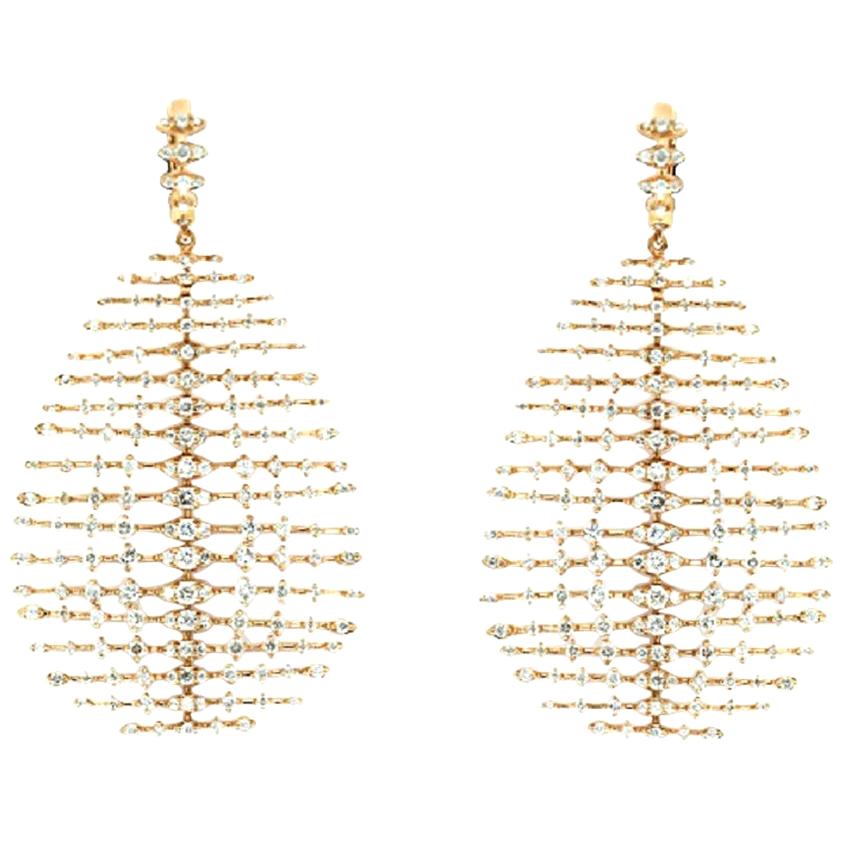 Diva's Skeleton Chandelier Earrings in 18 Karat Rose Gold and Brilliant Diamonds