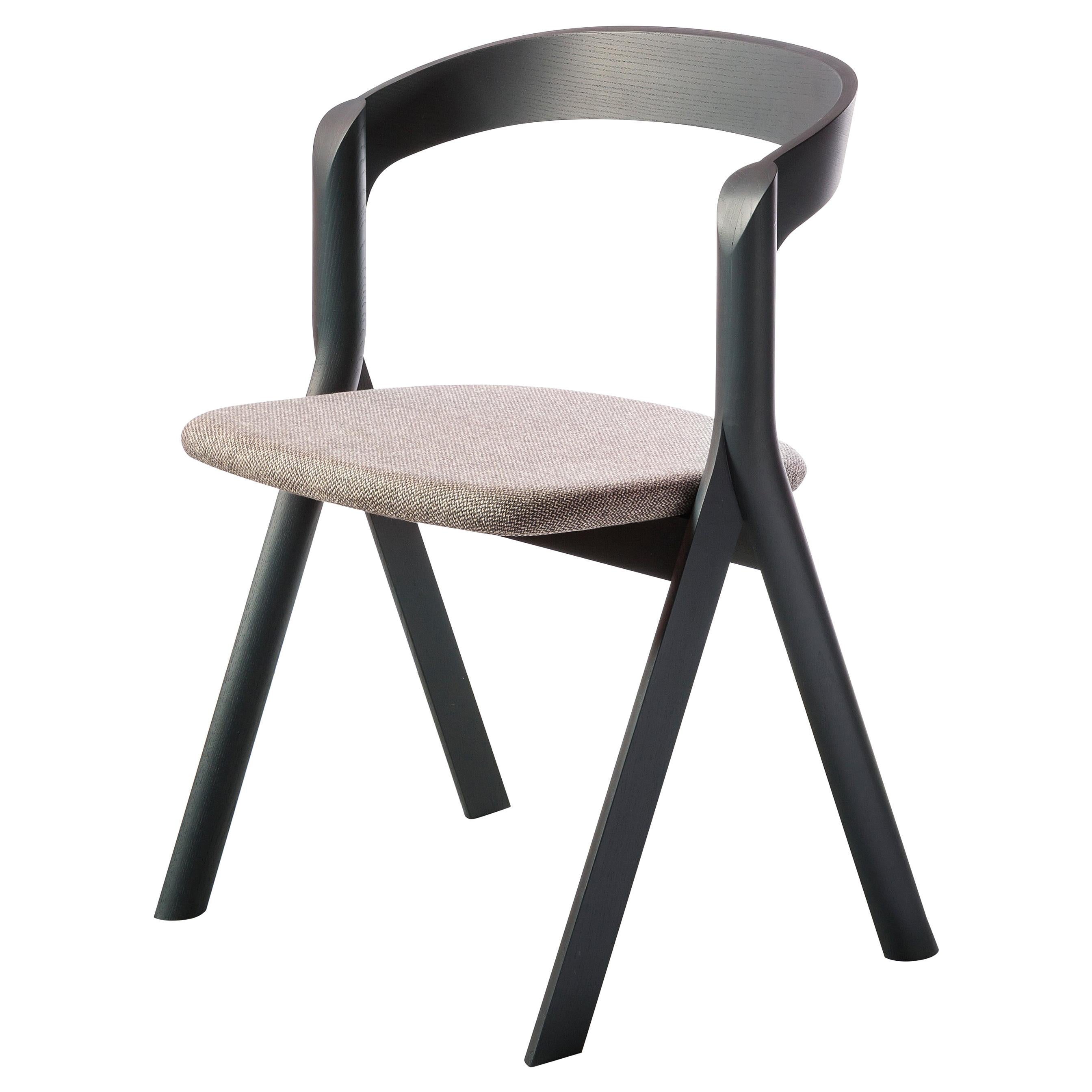 Diverge Chair in Wood Structure, Dove Gray Cushion, by Skrivo Design