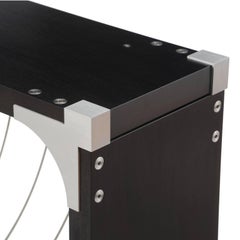 Modern Industrial Hall Table by Peter Harrison. Metal , Cables & Dyed Black Wood