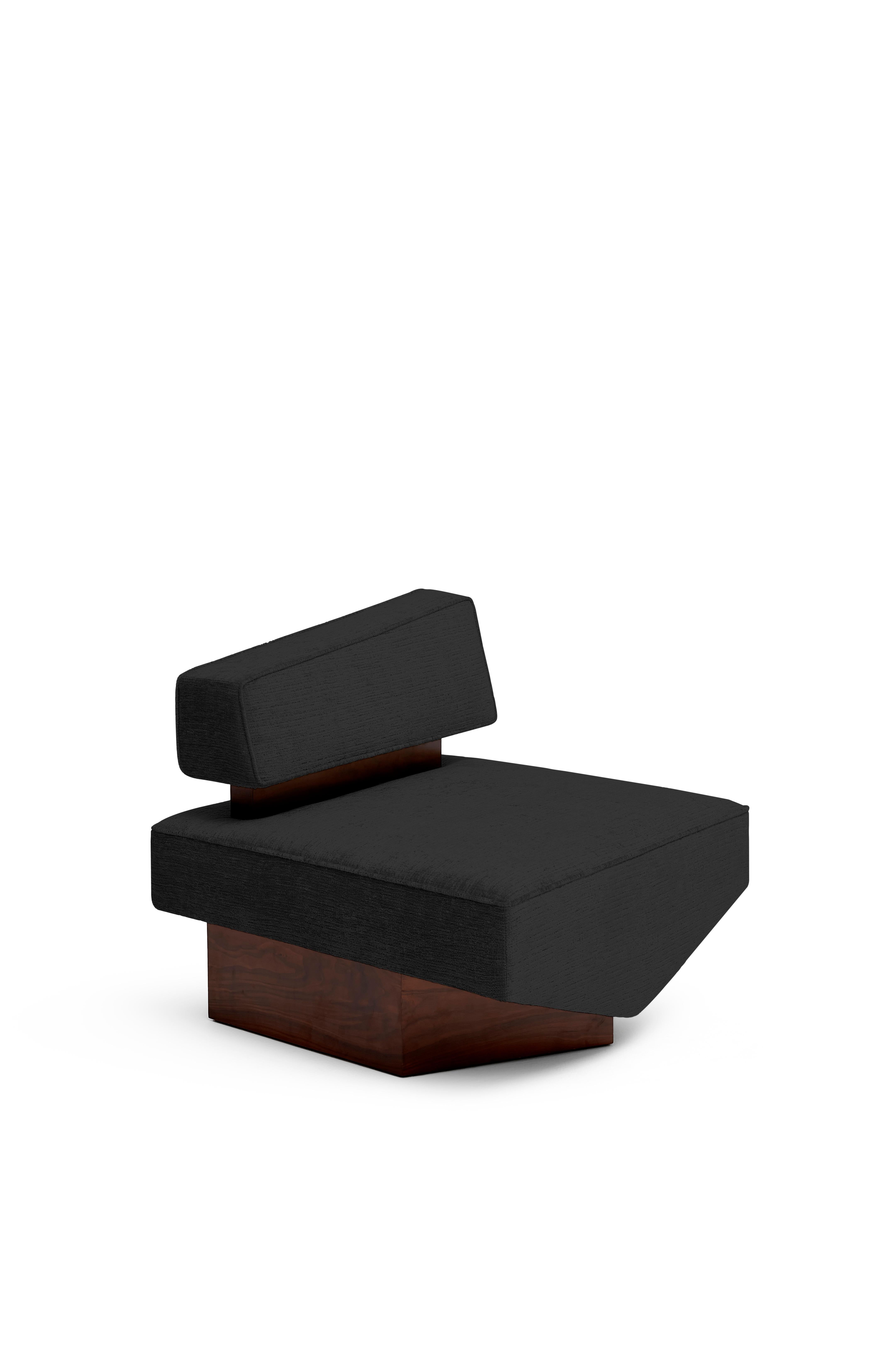 „Divergent“ Sessel von Marta Delgado, Geometrischer Sessel, Vintage, Dunkelgrau (Organische Moderne) im Angebot