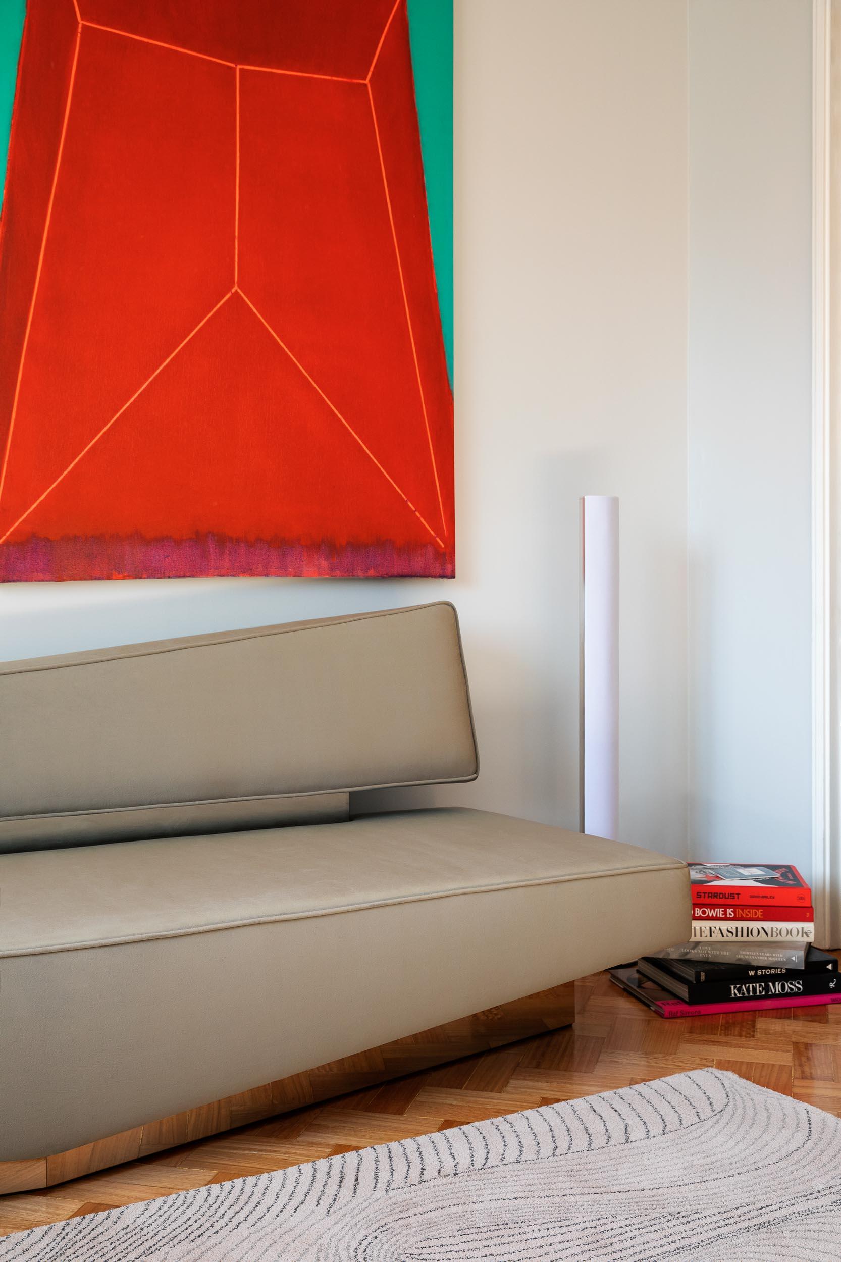 'Divergent' Velvet Sofa by Marta Delgado, Olive, Stainless Steel For Sale 3