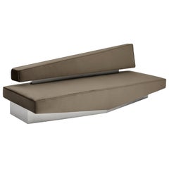 'Divergent' Velvet Sofa by Marta Delgado, Olive, Stainless Steel