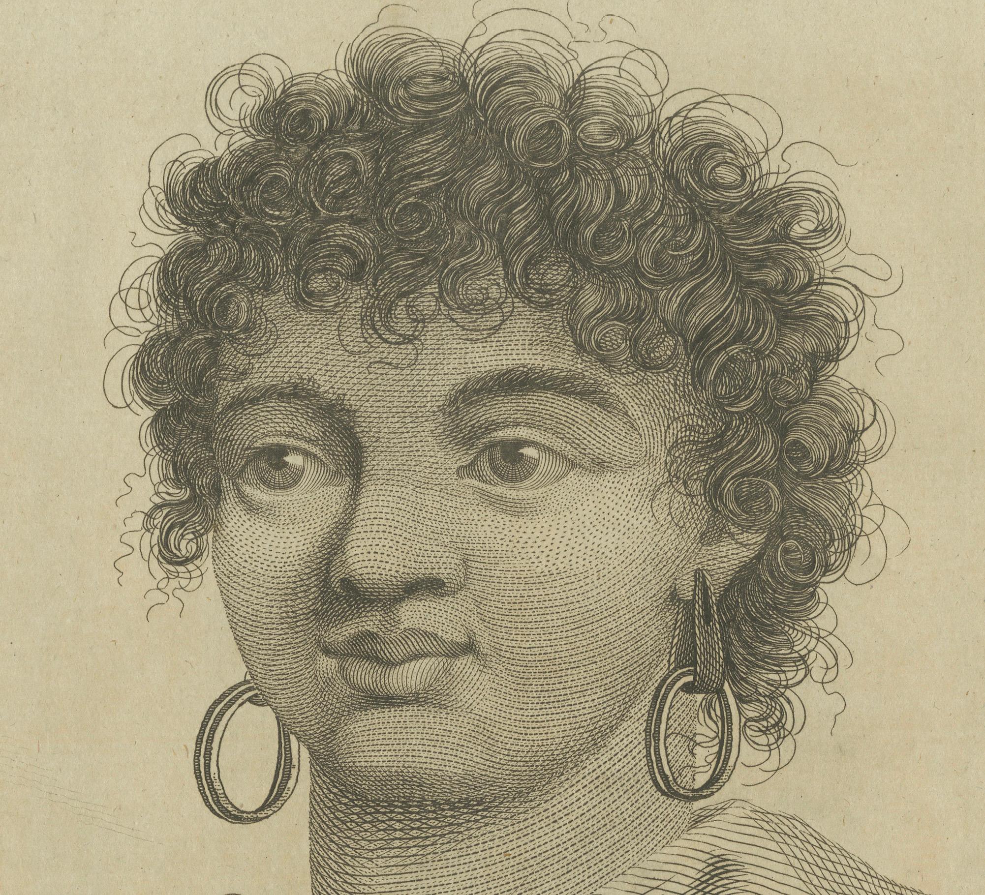 Engraved Diversity of Tanna: Portraits of a Man and Woman from Vanuatu’s Isle, ca.1785 For Sale