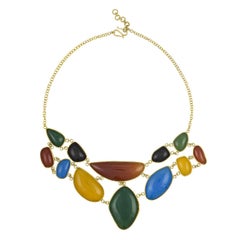 Diversity Rocks Statement Necklace in 18k Gold Plated Brass & Multicolor Stones
