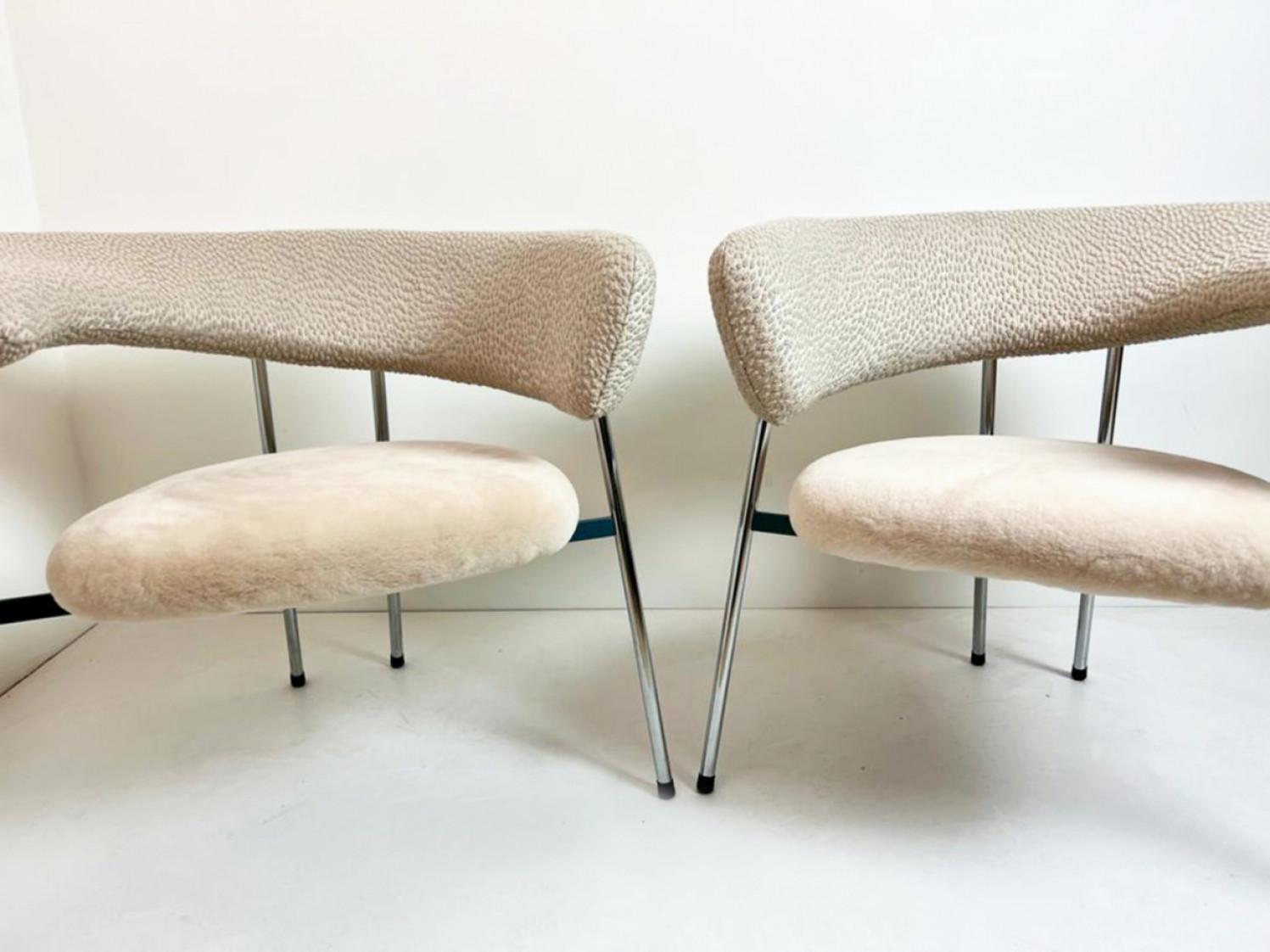 Fauteuils Retapizados Divi Divi con scheepskin Leolux, 1987 en Bueno estado para la venta en Rijssen, NL