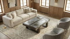 Divided Lands Coffee Table in Etched Zinc and Charred Oak by Studio Roeper