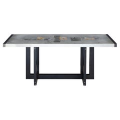"Divided Lands" Console Table in Etched Zinc by Artist Florian Roeper