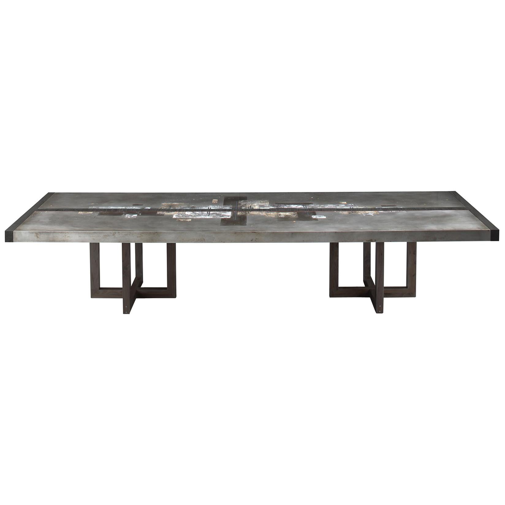 "Divided Lands" Etched Zinc Dining Table by Artist/Designer Florian Roeper