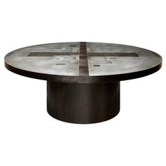 "Divided Lands" Etched Zinc Round Dining Table by Artist/Designer Florian Roeper