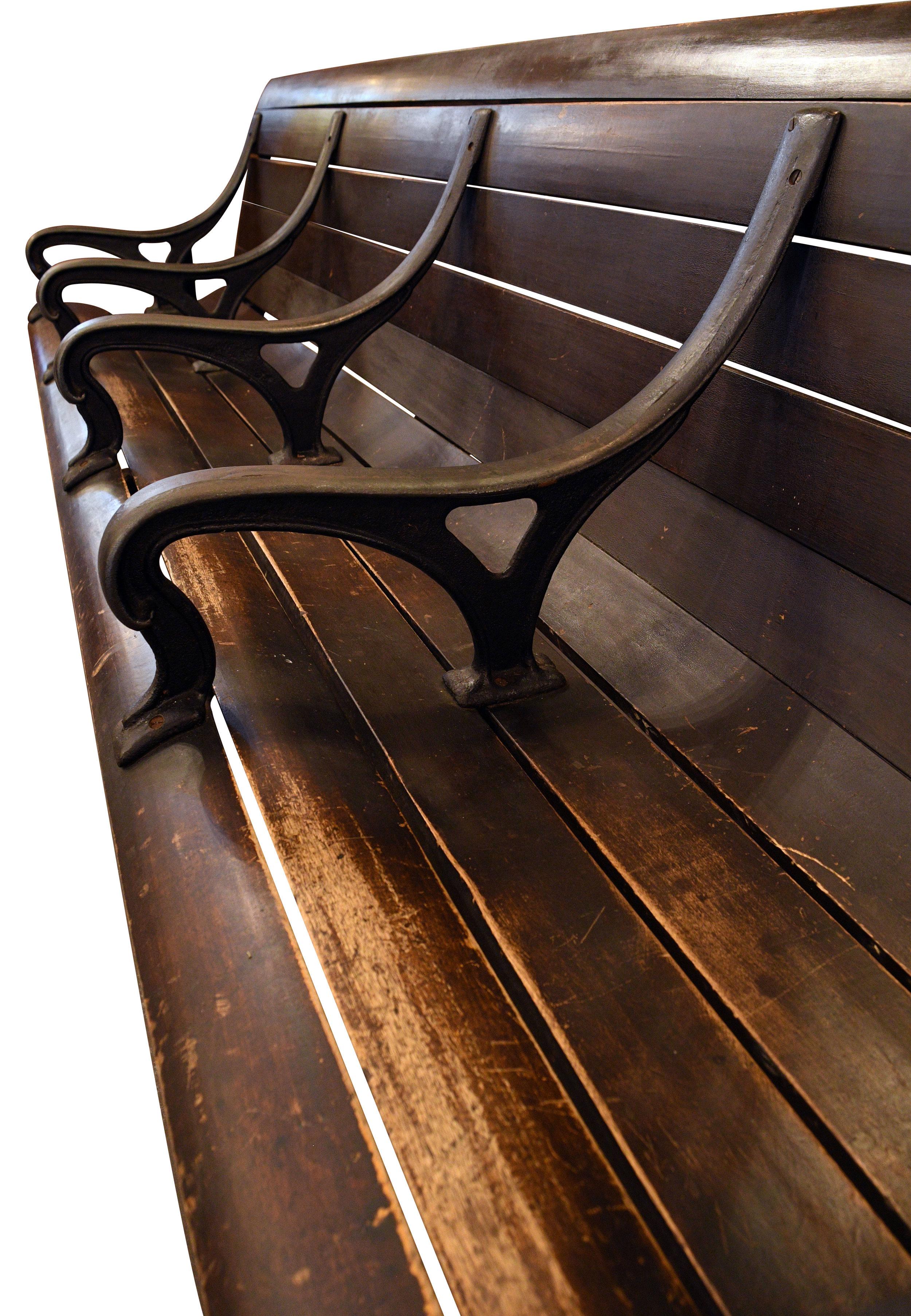 American Classical Divided Wood and Iron Bench