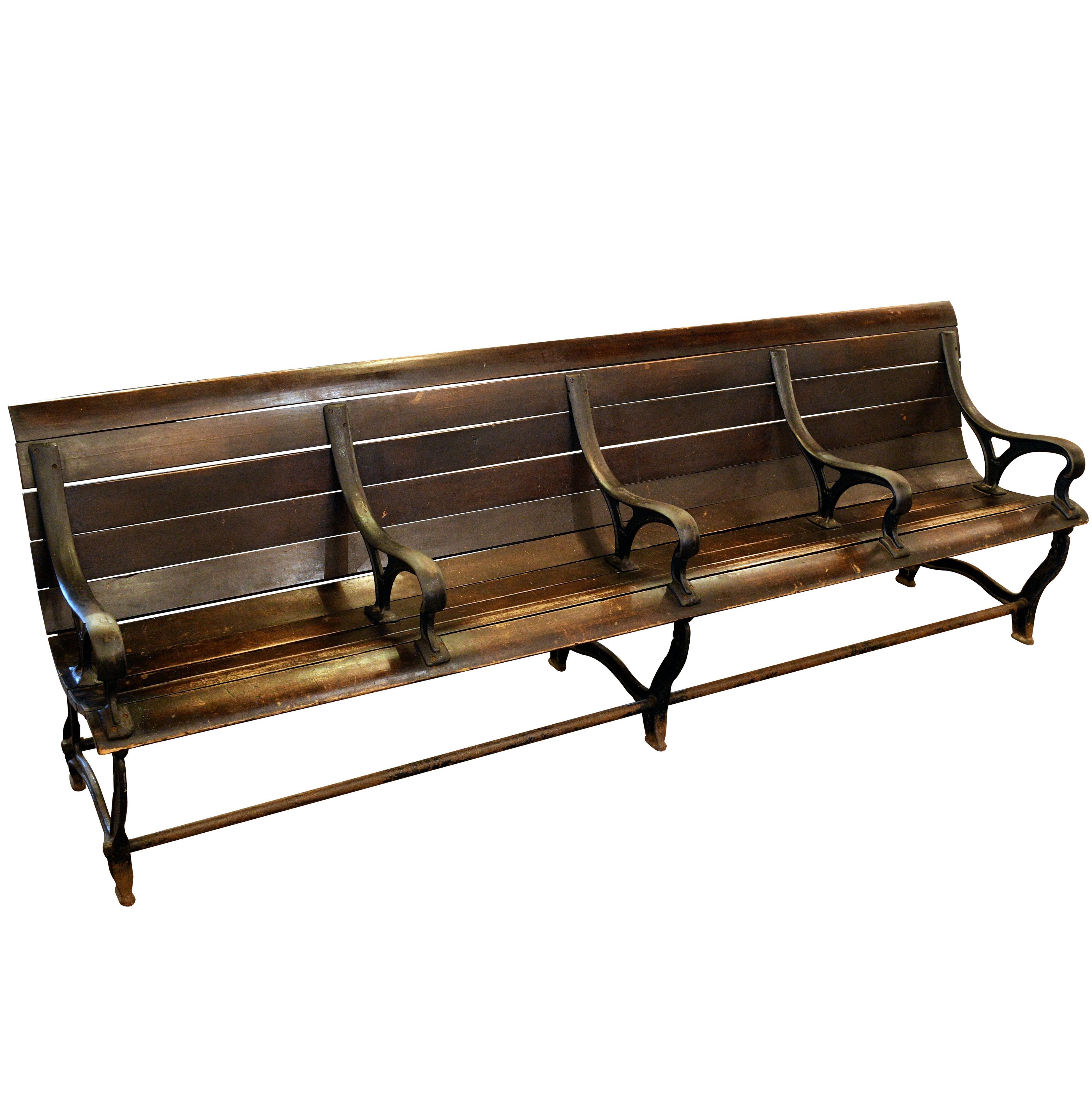 Divided Wood and Iron Bench