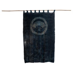 Divider, Tsutsugaki Aigaeshi-Dyed Noren with Family Crest, Japan, 19th Century