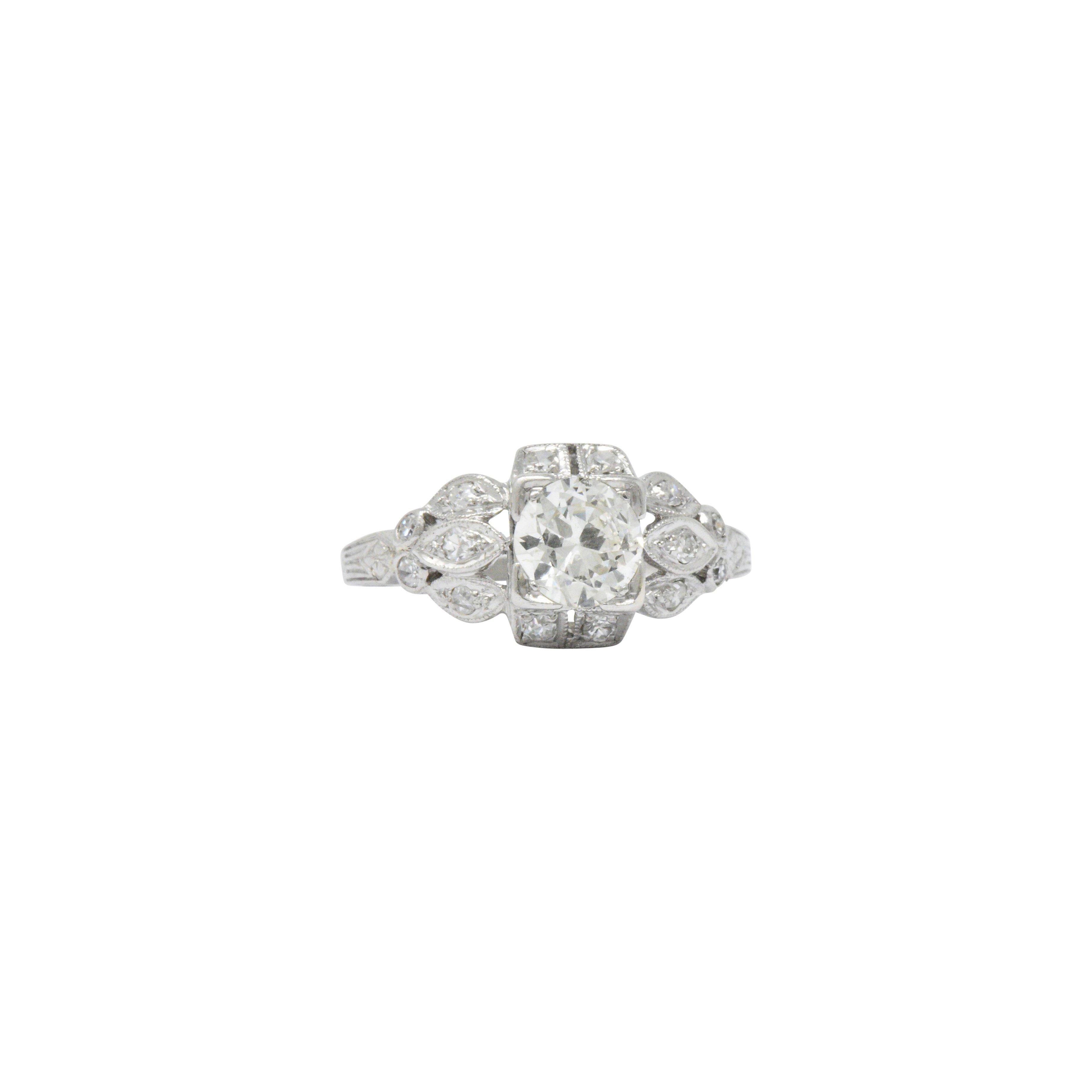 Women's or Men's Divine Art Deco 1.06 CTW Diamond Platinum Alternative Engagement Ring