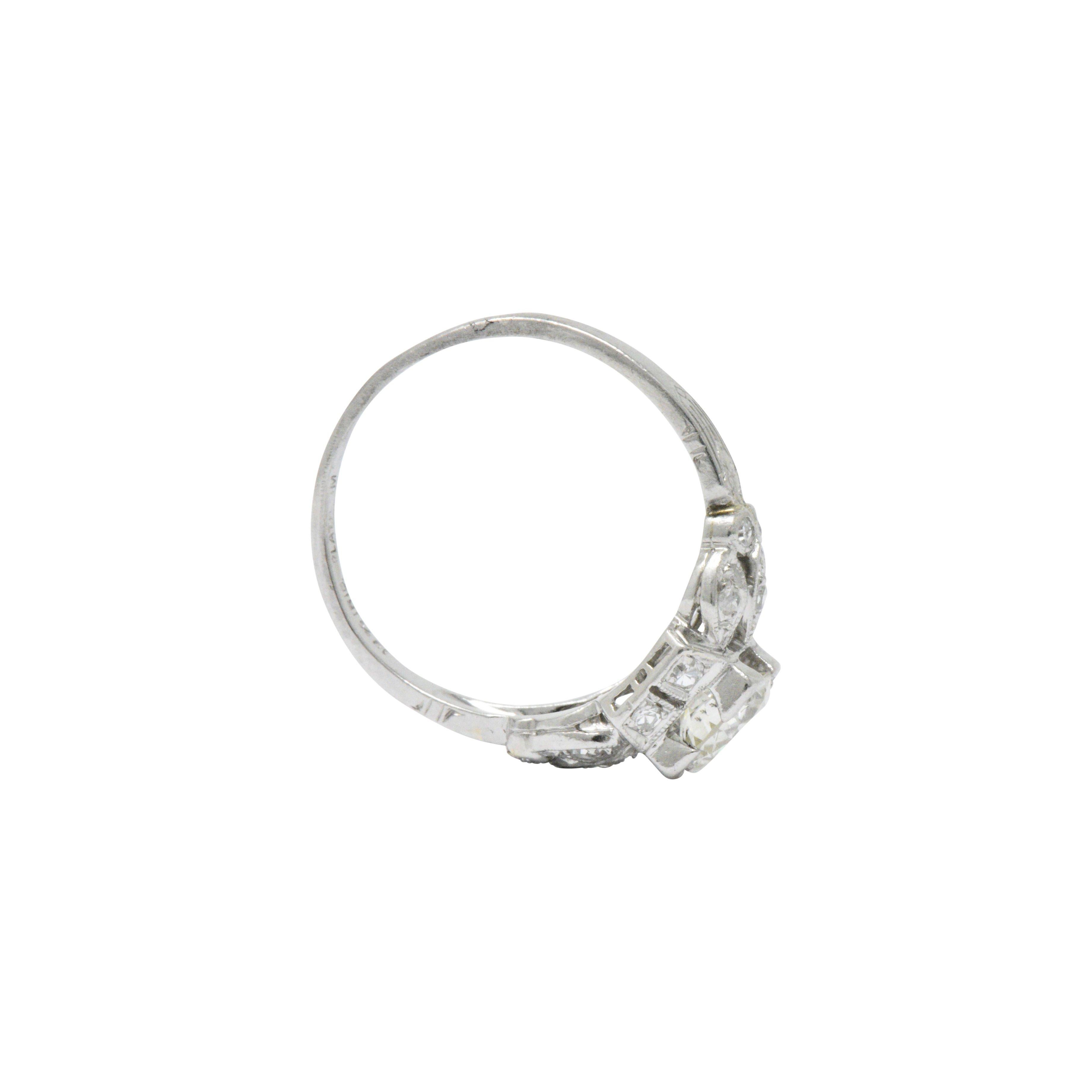 Divine Art Deco 1.06 CTW Diamond Platinum Alternative Engagement Ring 2