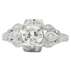 Divine Art Deco 1.06 CTW Diamond Platinum Alternative Engagement Ring