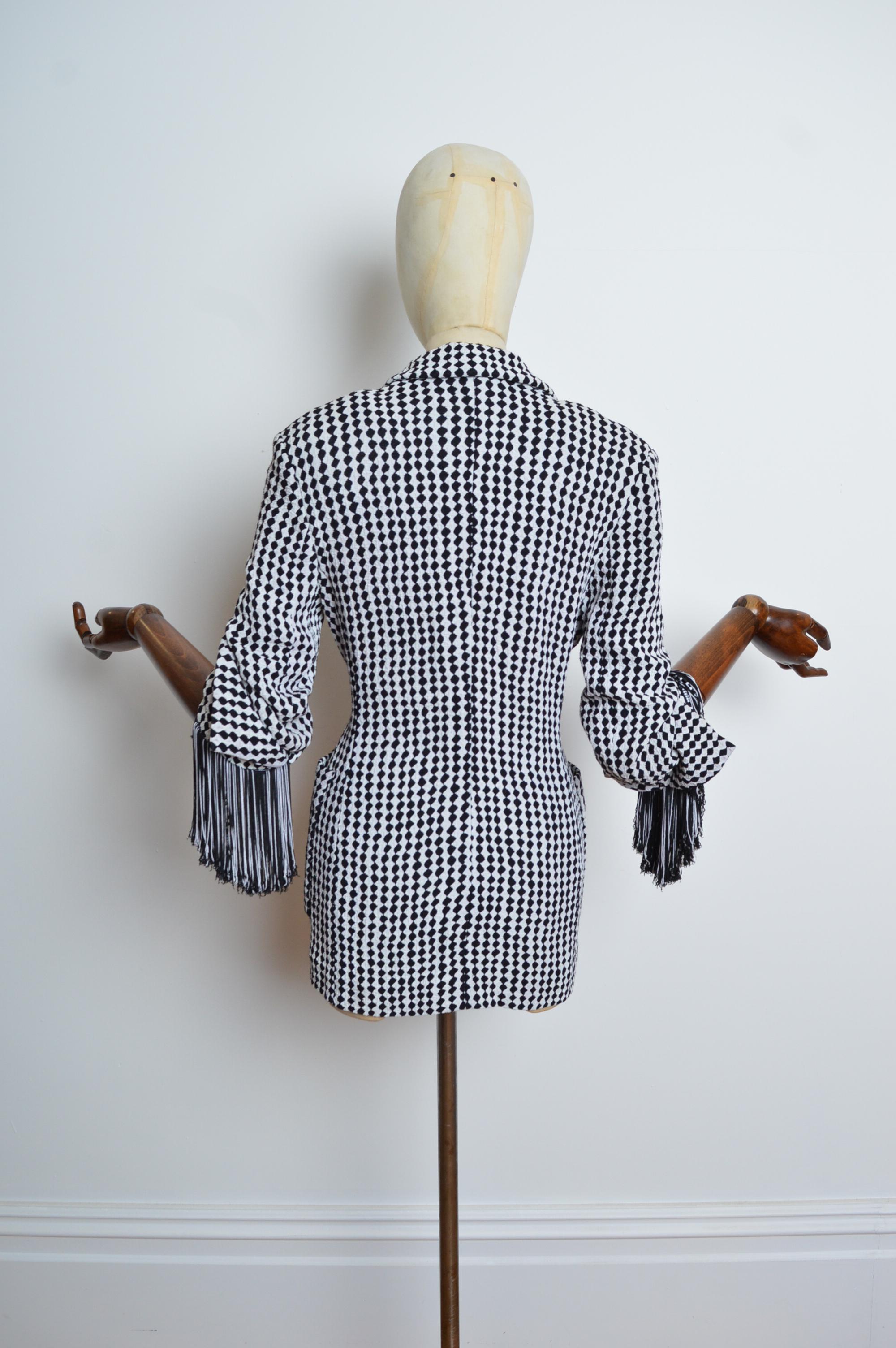 Divine Christian Dior by Gianfranco Ferré Black & White diamond Tailored blazer 8