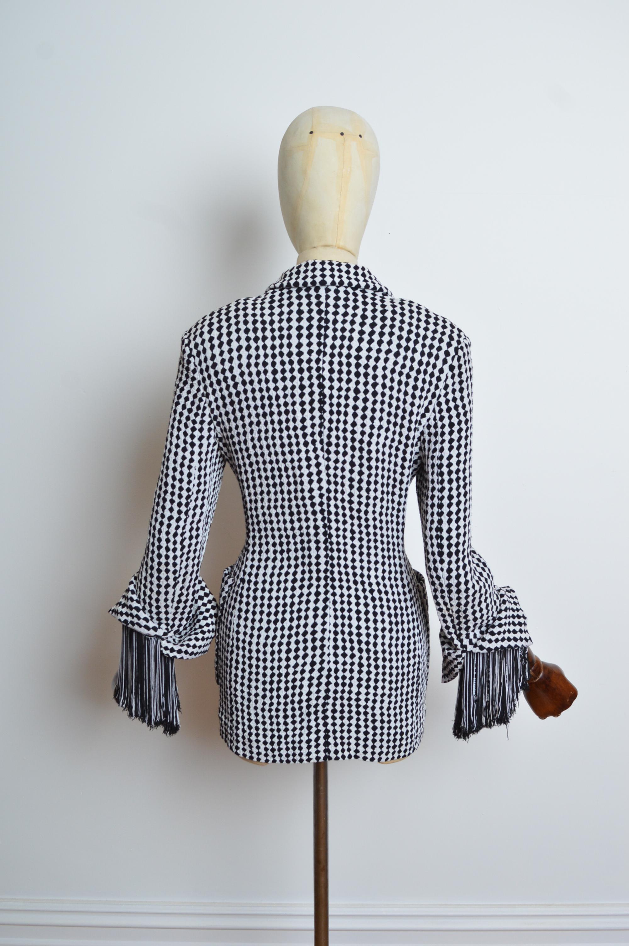 Divine Christian Dior by Gianfranco Ferré Black & White diamond Tailored blazer 9