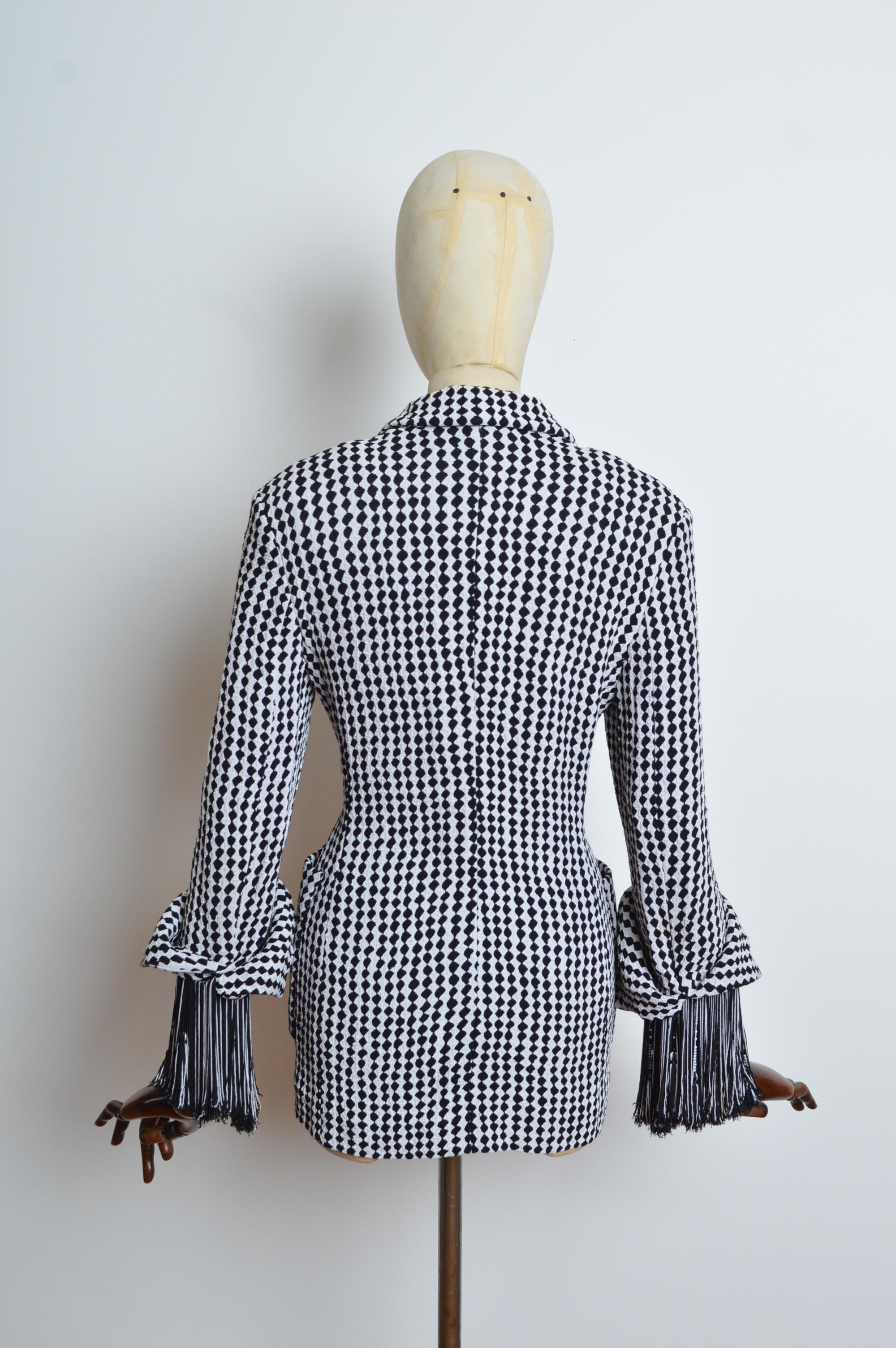 Divine Christian Dior by Gianfranco Ferré Black & White diamond Tailored blazer 10