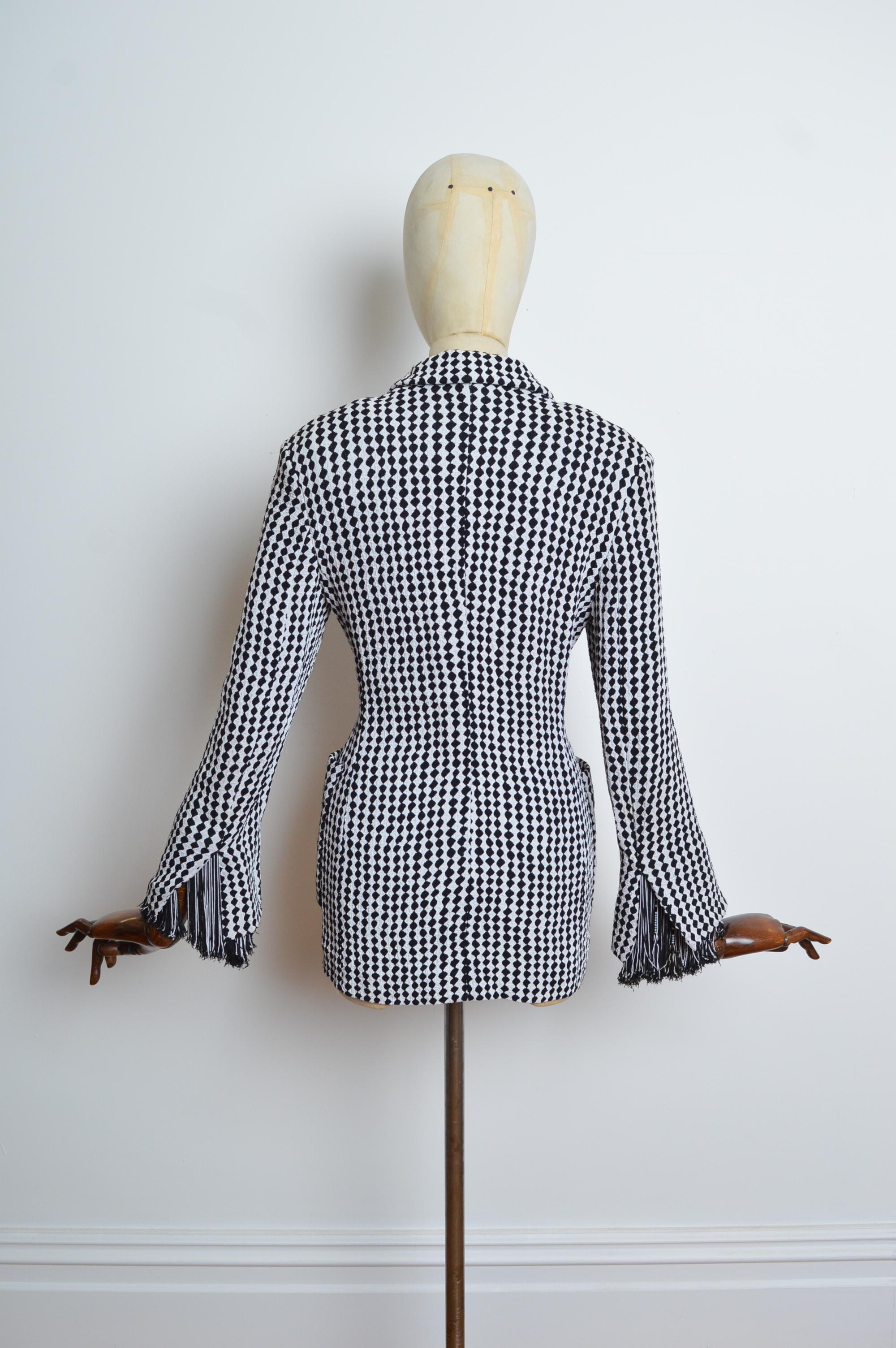 Divine Christian Dior by Gianfranco Ferré Black & White diamond Tailored blazer 11