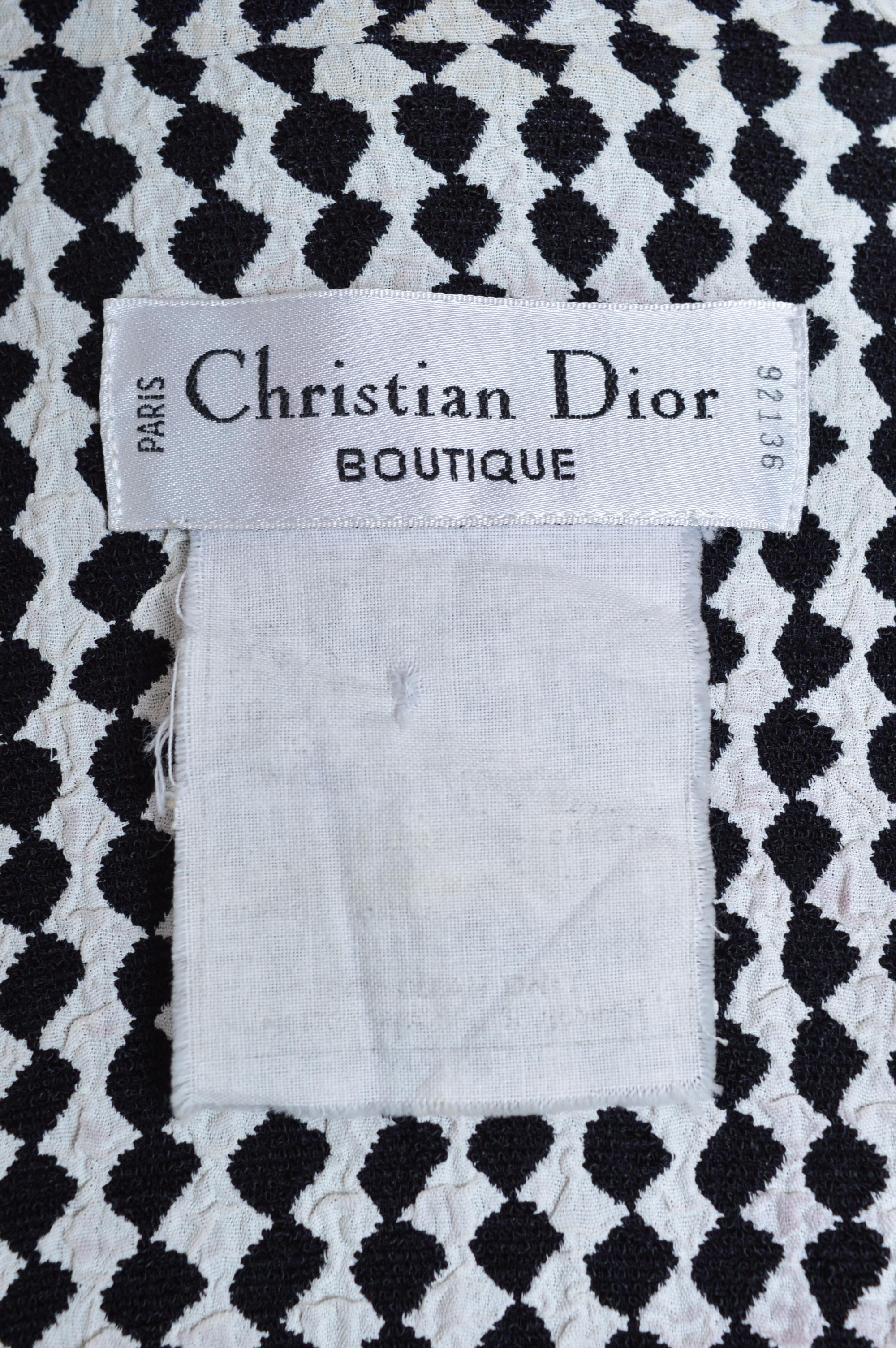 Divine Christian Dior by Gianfranco Ferré Black & White diamond Tailored blazer 14