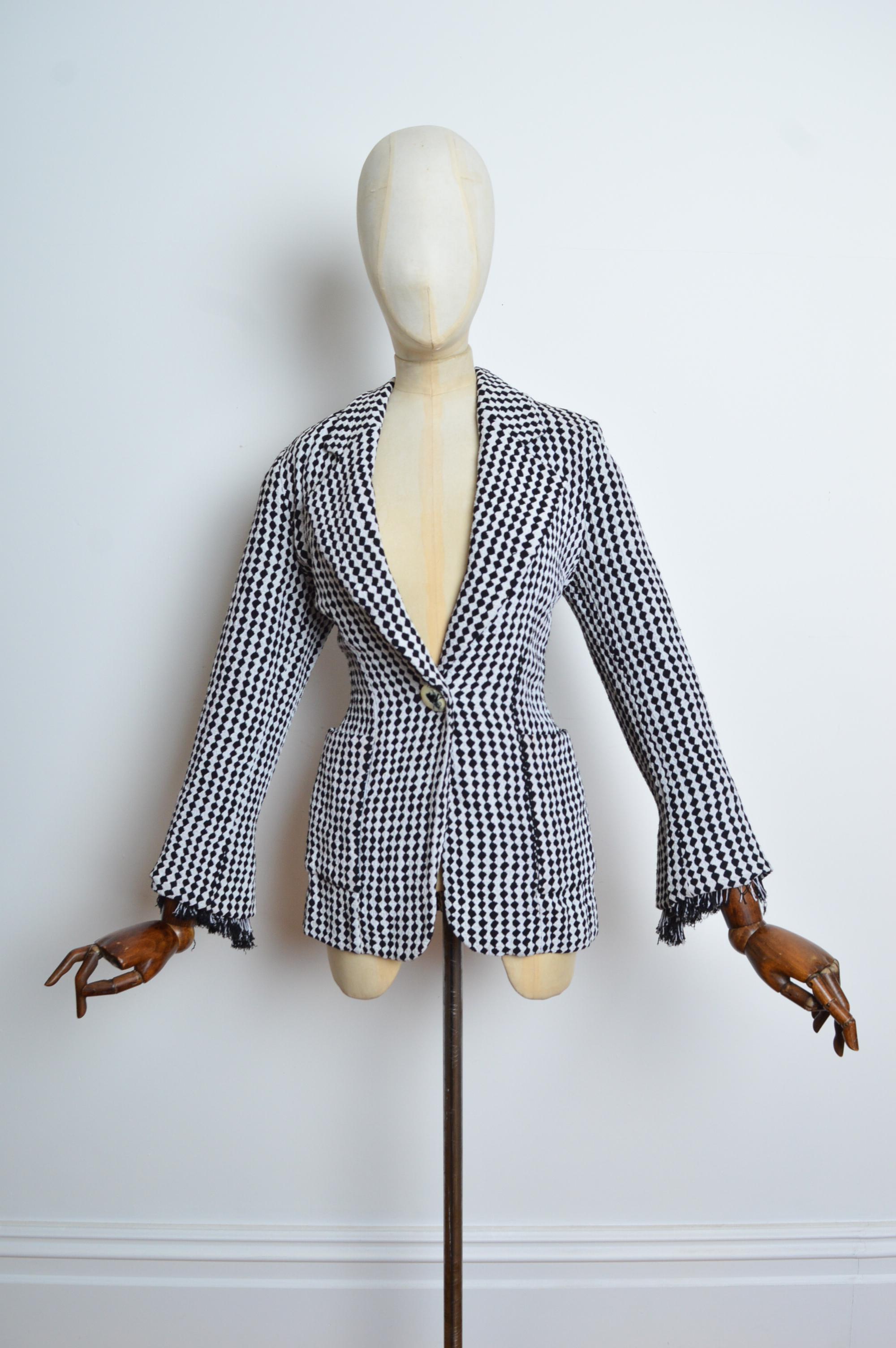 Gray Divine Christian Dior by Gianfranco Ferré Black & White diamond Tailored blazer
