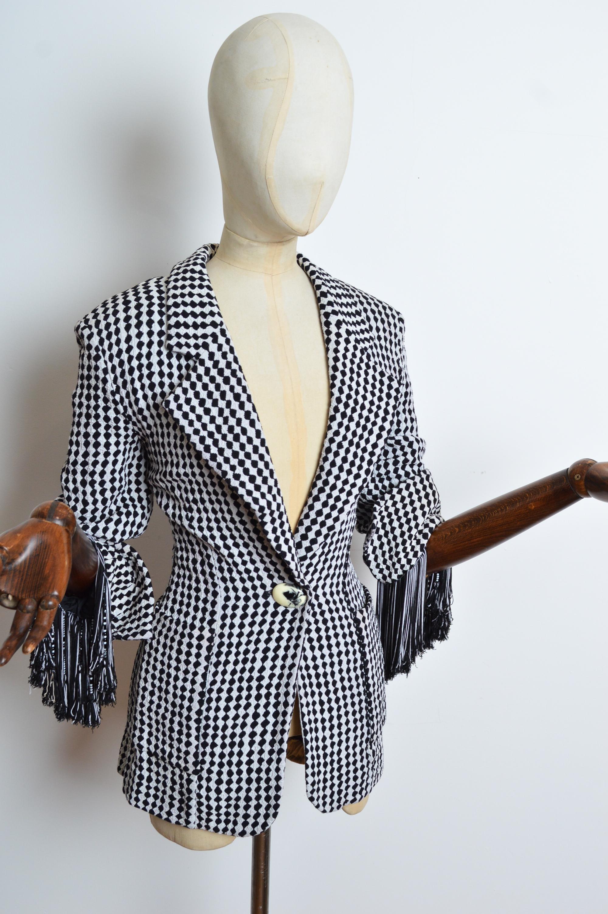 Divine Christian Dior by Gianfranco Ferré Black & White diamond Tailored blazer 1