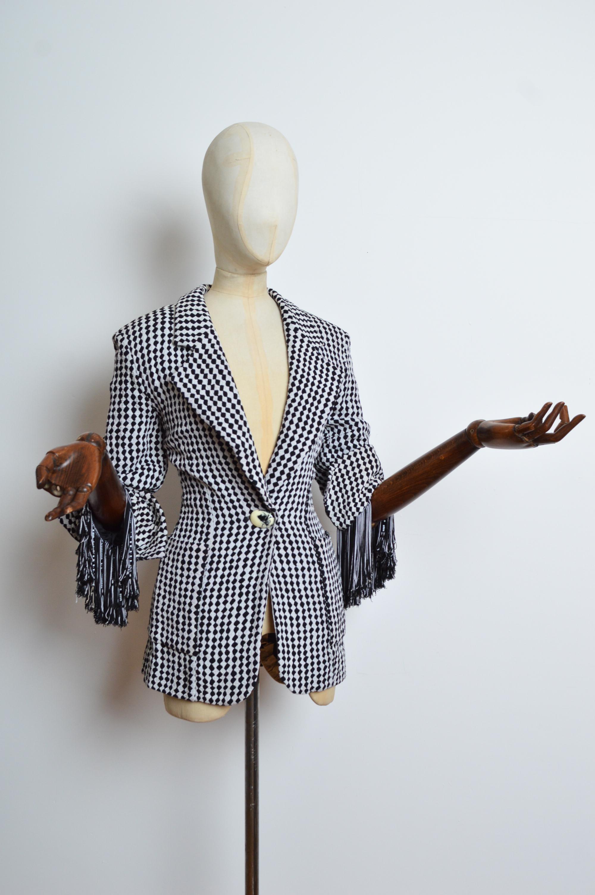 Divine Christian Dior by Gianfranco Ferré Black & White diamond Tailored blazer 2