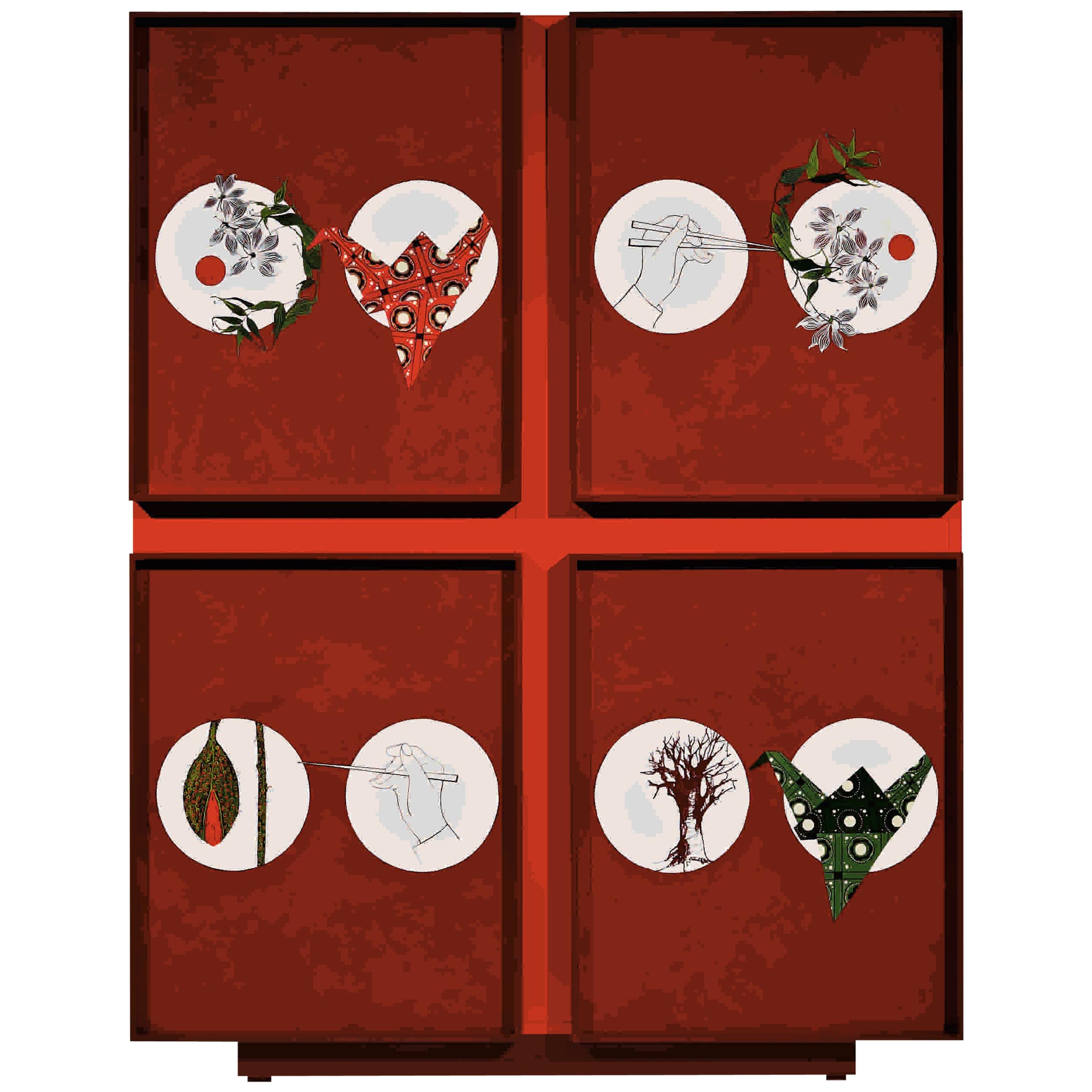 Sushi Divine Contemporary Cabinet with Artistic Intervention by Luísa Peixoto For Sale