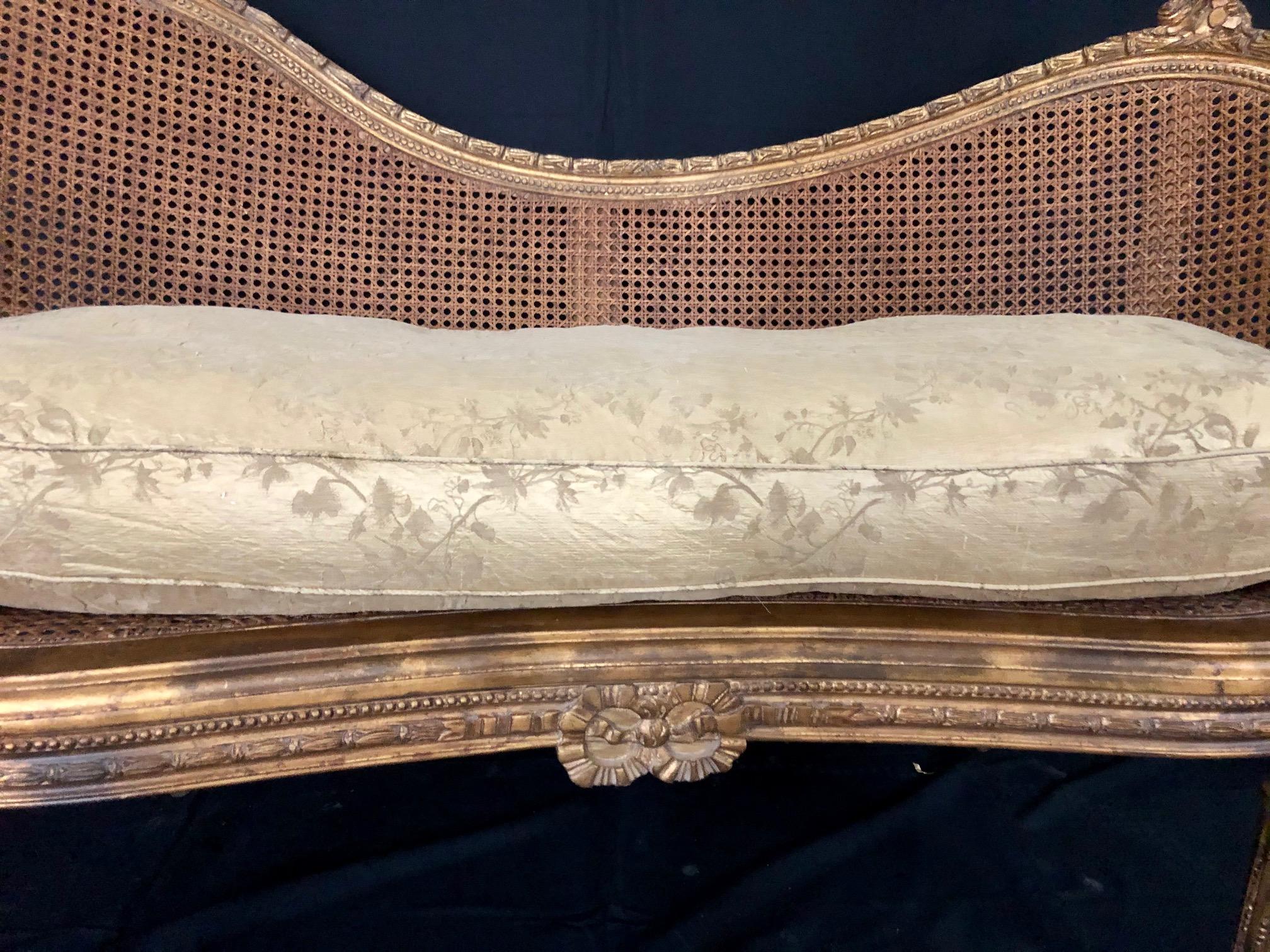 Divine Curved Back French 19th Century Louis XV Style Gilt Caned Loveseat Settee 5