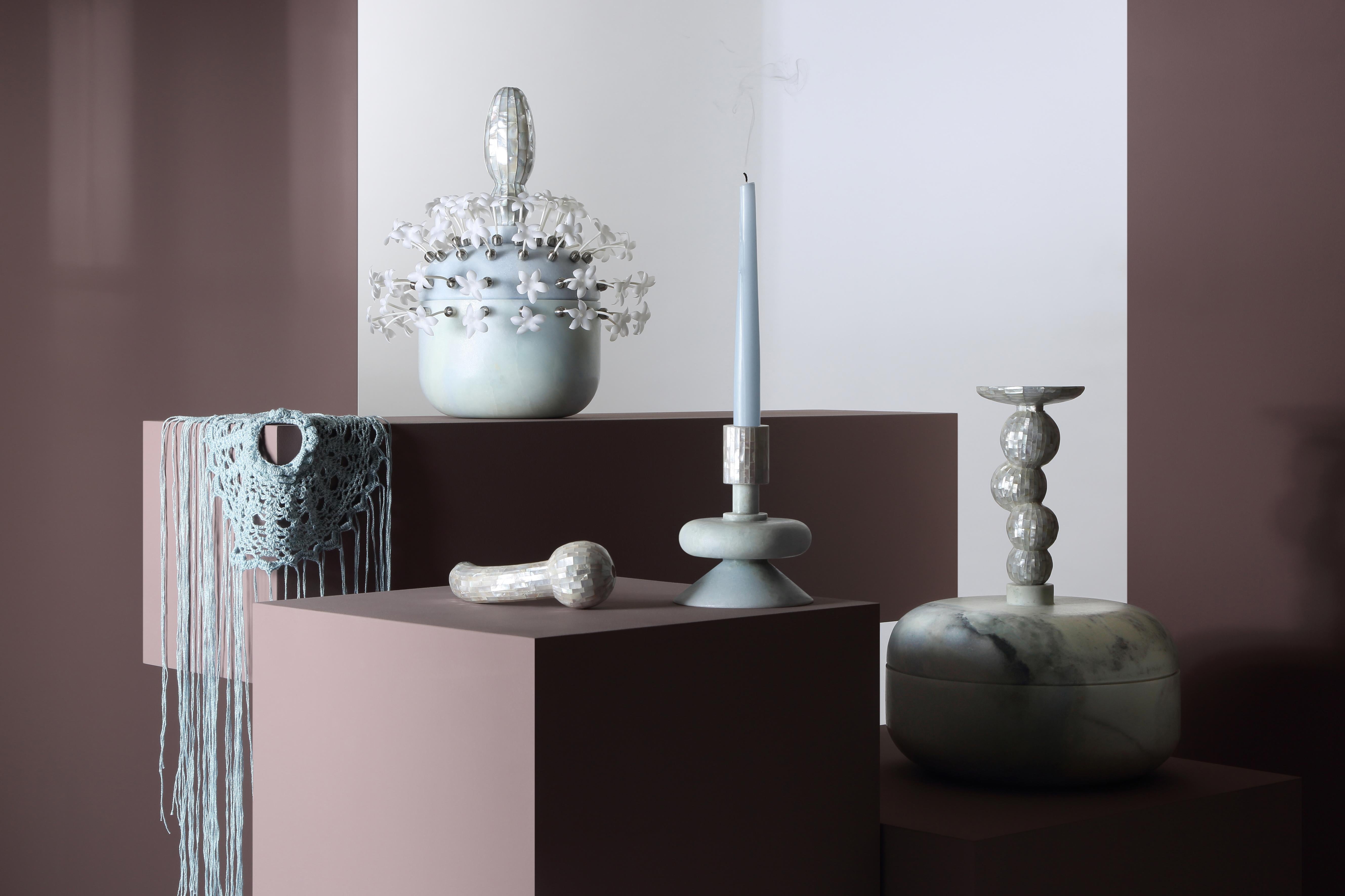 Modern Divine Decadence Multifunctional Object in Punta Azul Marble by Richard Yasmine For Sale