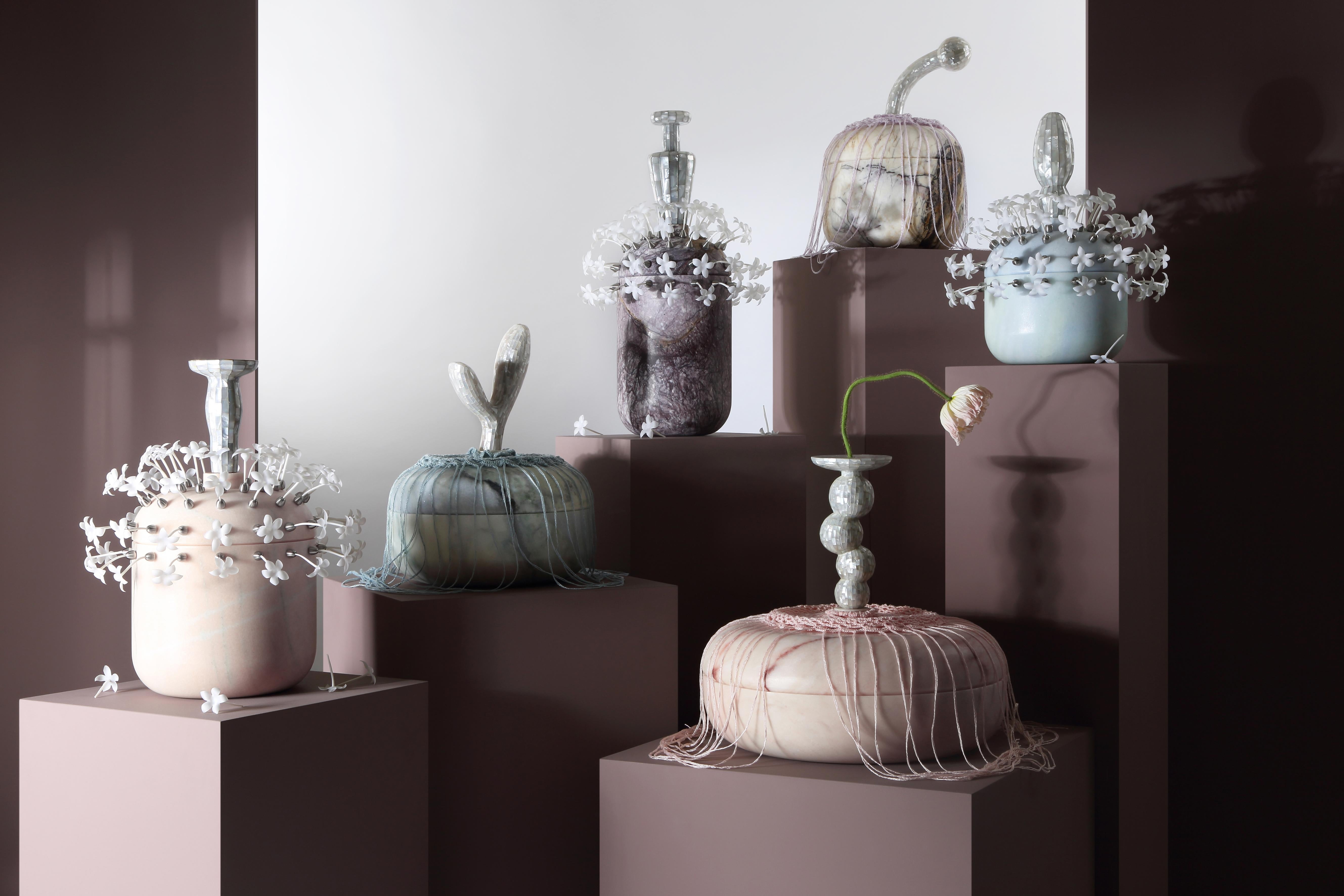 Modern Divine Decadence Multifunctional Object in Rose Aurore Marble by Richard Yasmine For Sale