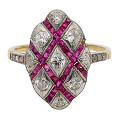 Divine Edwardian Old European Diamond Natural Ruby Ring