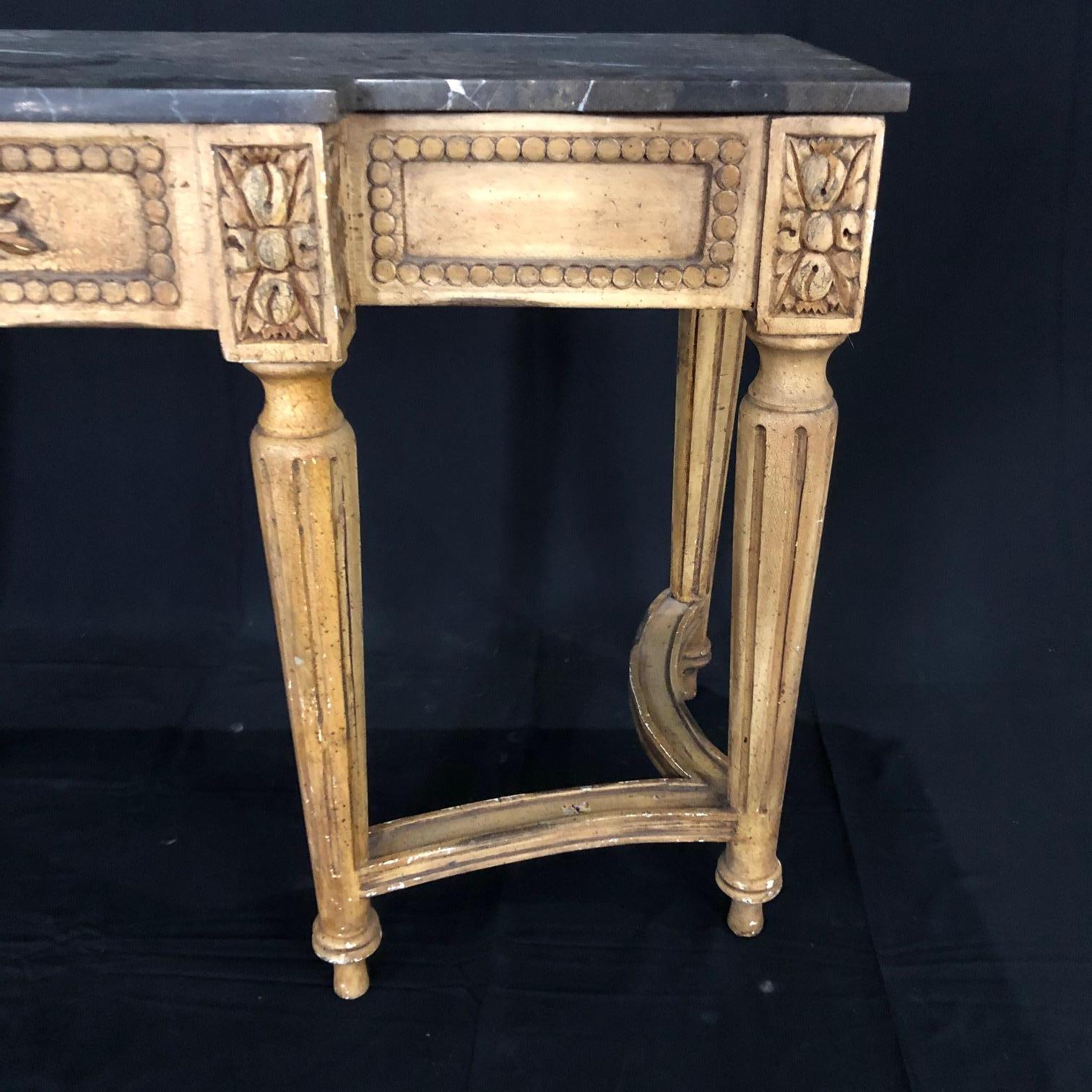Divine French Louis XVI Style Console Table with Marble Top In Good Condition In Hopewell, NJ