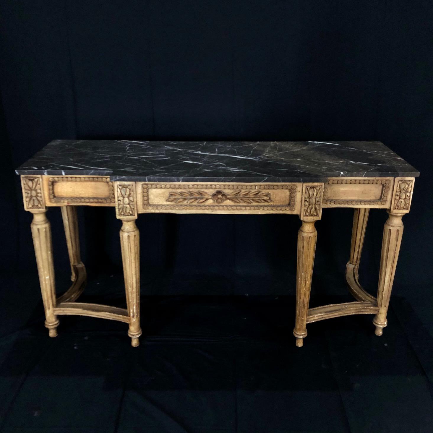 Mid-20th Century Divine French Louis XVI Style Console Table with Marble Top